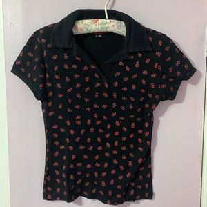 3/25$ Goth sculls polo tee red